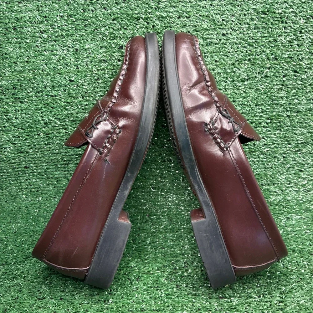Bass Weejuns Katherine II Leather Penny Loafers Preppy Shoes Burgundy Womens 8.5